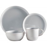 Tower Barbary & Oak Oslo 16 Piece Dinnerware Set, Stoneware, White and Nimbus Grey