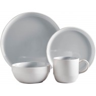 Tower Barbary & Oak Oslo 16 Piece Dinnerware Set, Stoneware, White and Nimbus Grey