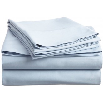 Superior Egyptian Cotton, 300 Thread Count; Deep-fitting pocket, Soft & Smooth 3-Piece Twin Sheet Set, Solid Light Blue