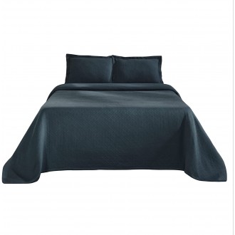 Superior 100% Cotton Basketweave 3-Piece Bedspread with Pillow Shams, Queen, Deep Sea