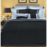 Superior Emma Reversible Wrinkle-Resistant Embroidered  3-Piece Duvet Cover Set, Full/Queen - Black/White 