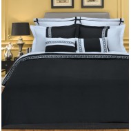 Superior Emma Reversible Wrinkle-Resistant Embroidered  3-Piece Duvet Cover Set, Full/Queen - Black/White 