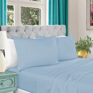 Superior 1000-Thread Count 100% Egyptian Cotton Solid Bed Sheet Set, Queen, Light Blue