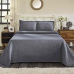 Superior 100% Cotton Basketweave 3-Piece Bedspread with Pillow Shams- King, Silver