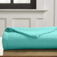 Superior Textured Cotton Weave All-Season Blanket or Throw, Turquoise