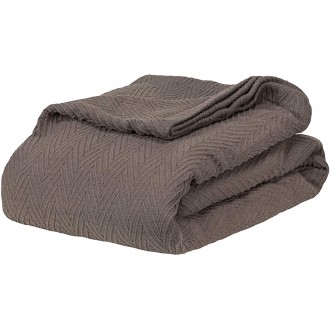 Superior 100% Cotton Thermal Blanket - Oversized Throw, Woven Blanket with Herringbone Weave Pattern, Charcoal, Full/Queen