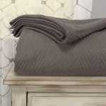 Superior 100% Cotton Thermal Blanket - Oversized Throw, Woven Blanket with Herringbone Weave Pattern, Charcoal, Full/Queen