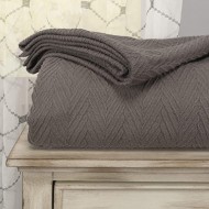 Home City 100% Cotton Thermal Blanket - Oversized Throw, Woven Blanket with Herringbone Weave Pattern, Charcoal, Twin / Single Size