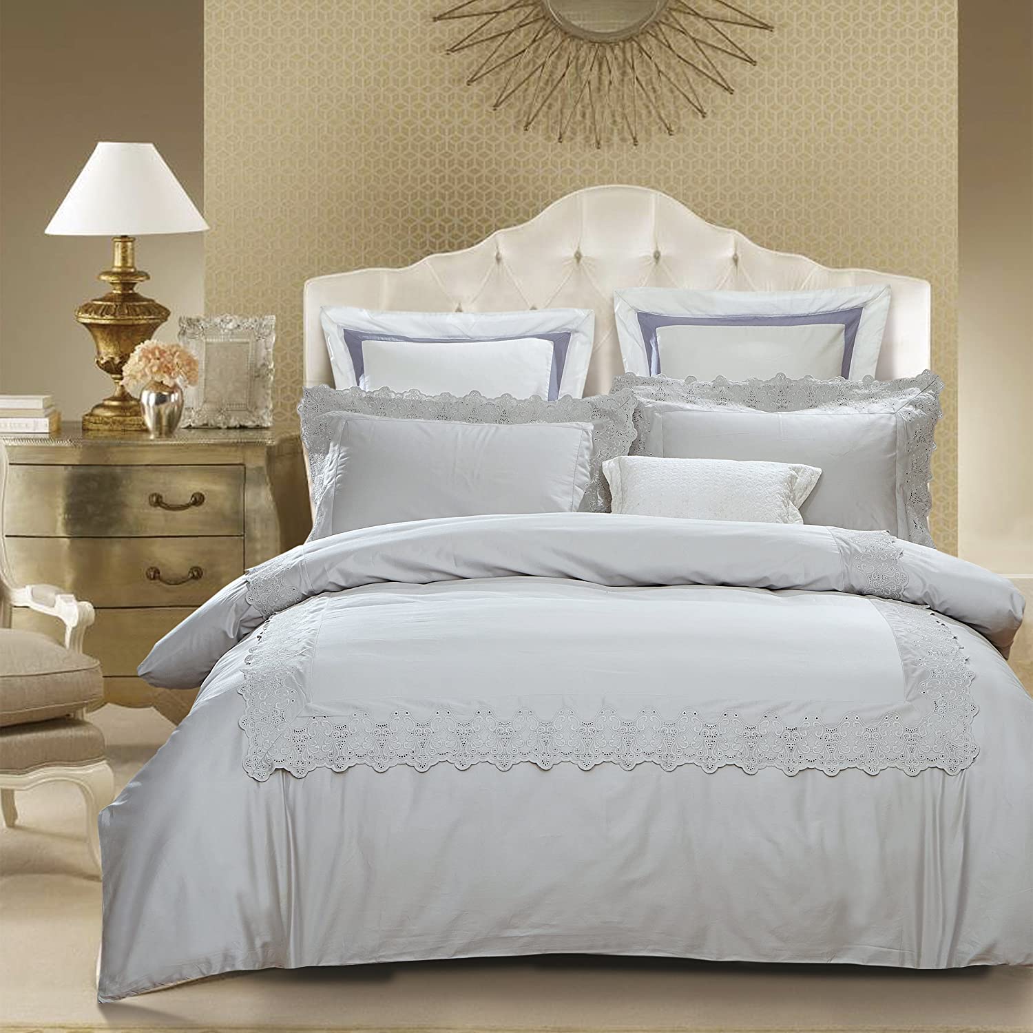 eyelet embroidered duvet cover