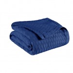 Diamond Twin/Twin XL Cotton Blanket, Lightweight Summer Blanket, Merritt Blue