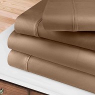 Superior 400 Thread Count 100% Egyptian Cotton Solid Deep Pocket Sheet Set, Queen Size, Taupe