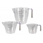 Home Basics 3 Piece Plastic Measuring Cup Set with Rubber Grip Handles