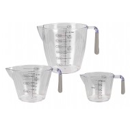 Home Basics 3 Piece Plastic Measuring Cup Set with Rubber Grip Handles