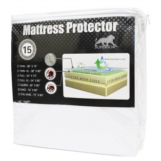 Superior 100% Waterproof Hypoallergenic Premium Mattress Protector, Queen Size 