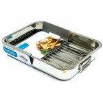 Kitchen Craft Stainless Steel Roasting Pan with Removable Rack ( LWH - 15" x 11" x 2½" inches)