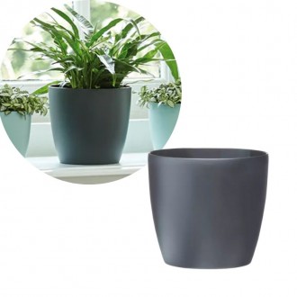 Elho Brussels Indoor Round Flowerpot , Anthracite, 25 cm 