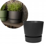 Elho Greenville Round Pot & Base Living Black- 20cm