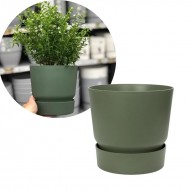 Elho Greenville Round Pot & Base Leaf Green, 20cm