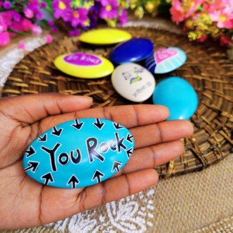 Undugu Soapstone Handcrafted Pebbles With Inspirational Words - 1 Piece, Assorted