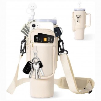 Billz Buddy Tumbler Accessory Bag for S'well XL & Stanley 40oz Travel Mug - White