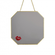 Candlelight Hang metal mirror with Lips, 18cm