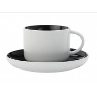 Maxwell & Williams Tint Tea / Coffee Cup and Saucer Set, Gift Boxed, Porcelain, Black, 250 ml