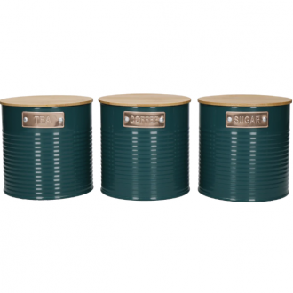 Kitchen Craft Tea, Coffee and Sugar Canisters Set of 3, 1 Litre, Teal