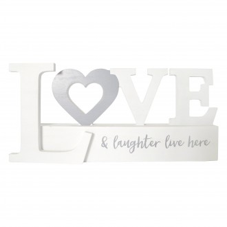 Dunelm Love and Laughter Wooden Word Ornament, 30x13.5CM