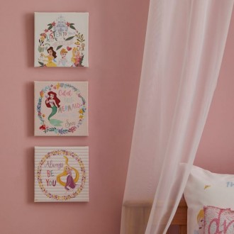 Dunelm Disney Princess Set of 3 Canvas, 20cm x 20cm (8" x 8")