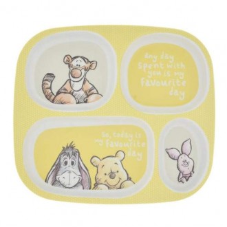 Dunelm Kids Winnie the Pooh Divider Plate - Made of Bamboo